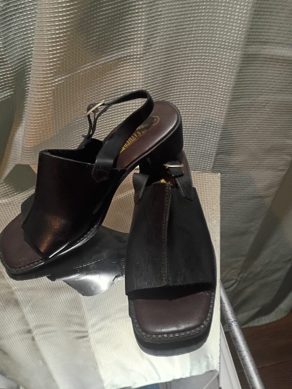 Women's Black Open-Toe Slingback Mule Heels